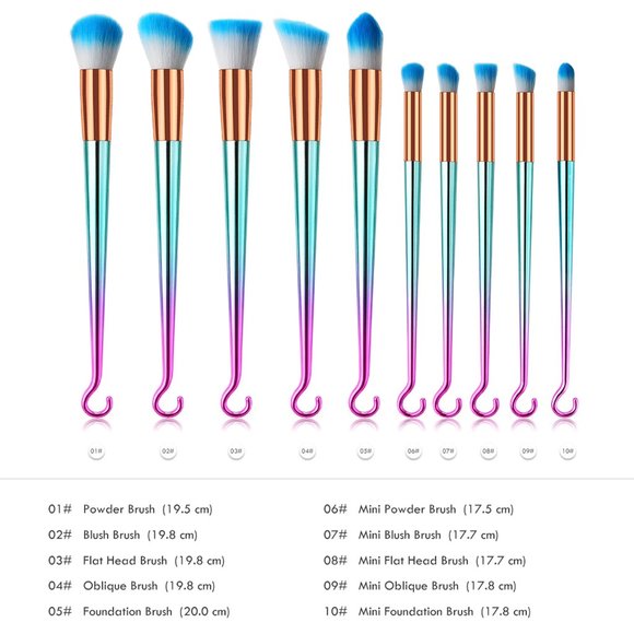 10-Piece: Hooked Up Professional Makeup Brush Set - Picture 2 of 4